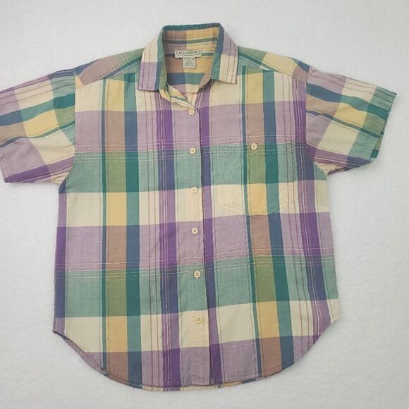 Neil Martin Pastel  Checkard Pattern Vintage Button Up Blouse Women Size 8 - Picture 1 of 11